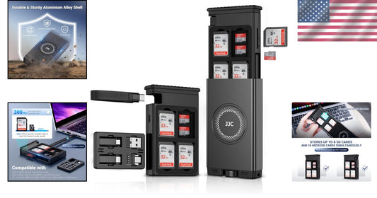 All-in-One SD/TF Card Reader with USB C Cable & Multi Adapter for Travel - Gray