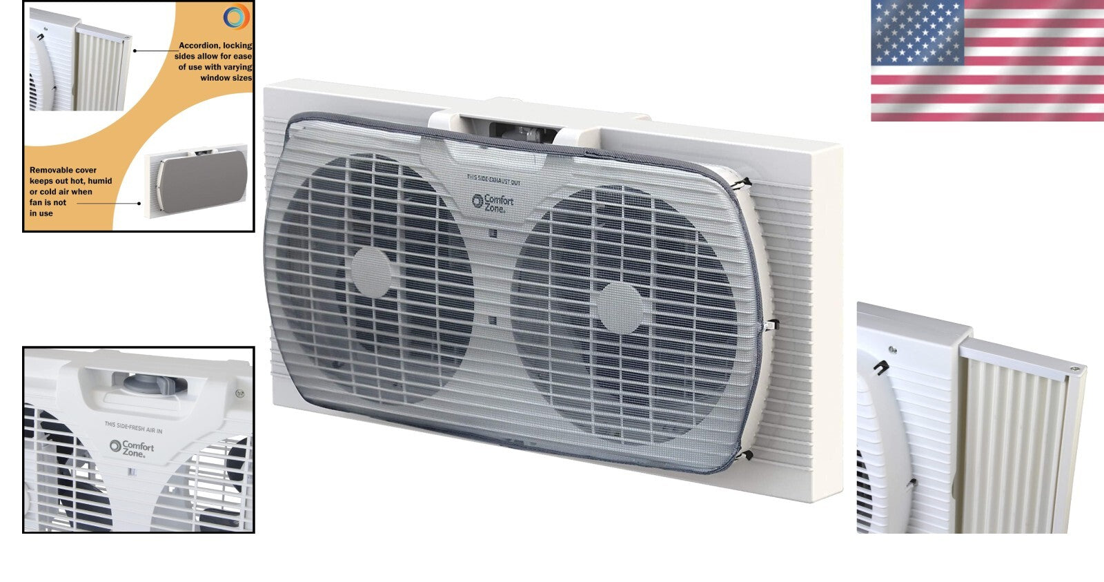 Energy-Efficient 9” Window Exhaust Fan with Removable Bug Screen & Quiet Speed