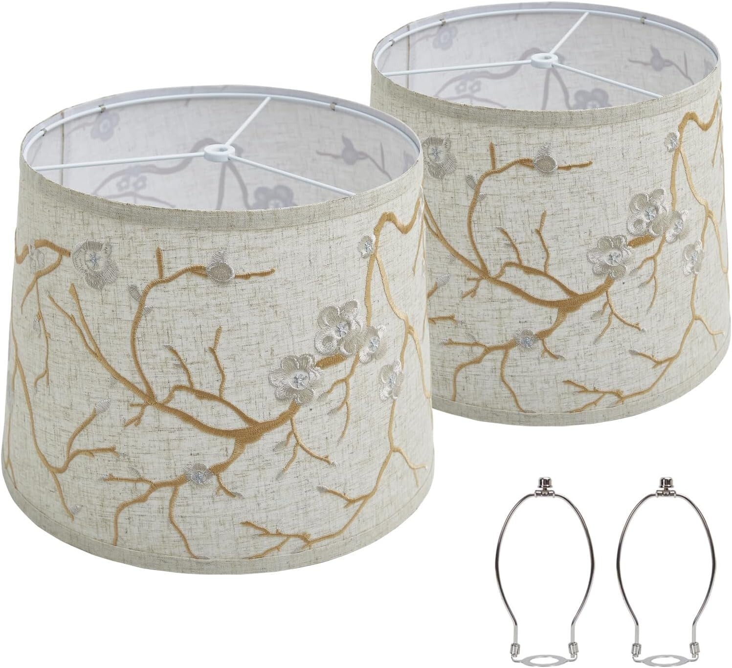 Elegant Lampshades Set of 2 with Floral Design - Ideal for Table & Floor Lamps