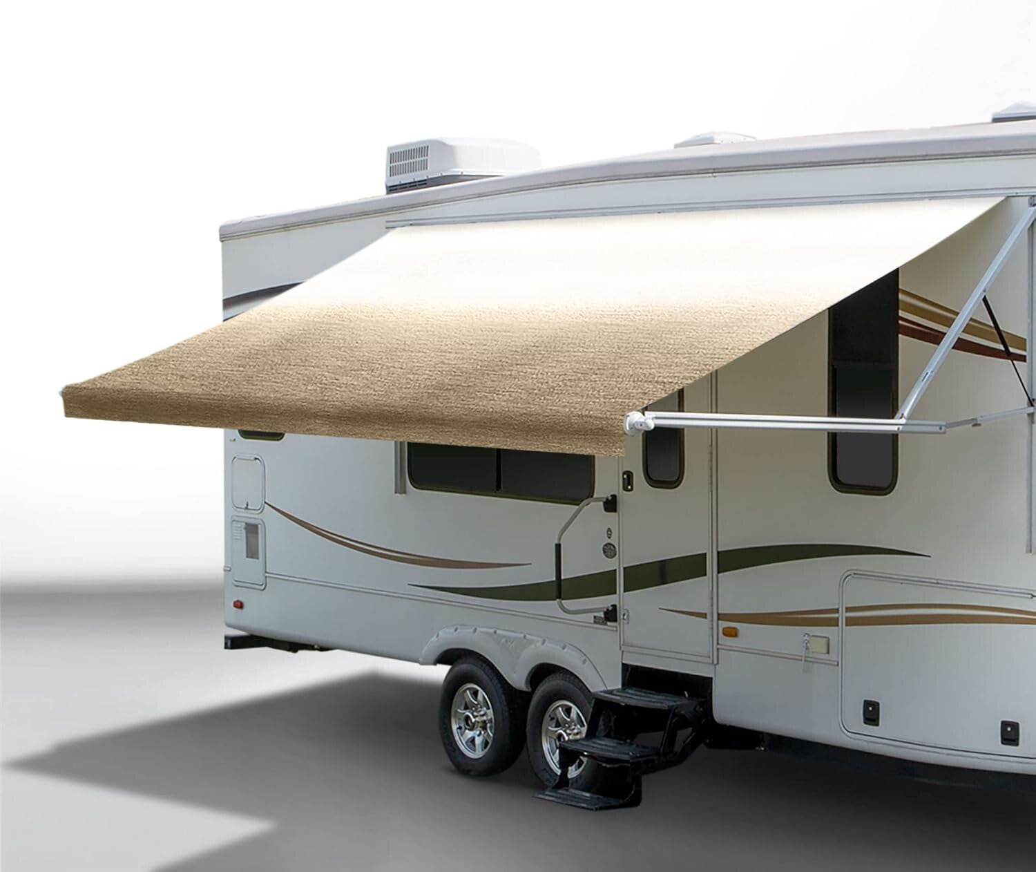 Universal Fit Tan Vinyl Awning: 17ft Replacement Fabric for RVs, Flame Retardant