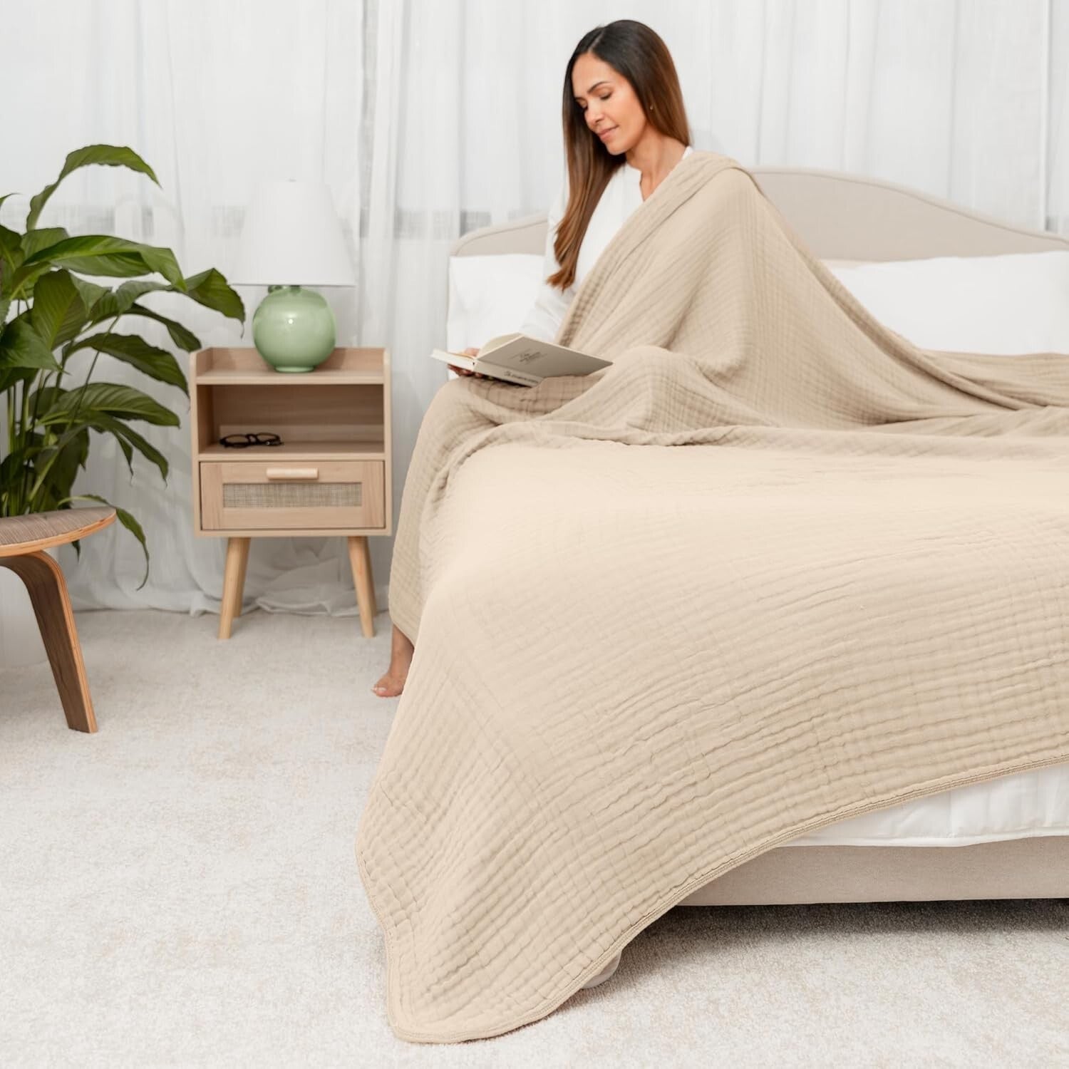 Breathable King Muslin Blanket 108" x 90" - Lightweight Comfort for Adults