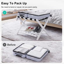 Load image into Gallery viewer, Elegantly Foldable Bamboo Luggage Rack with Upgraded 5 Nylon Straps, 1 Pc