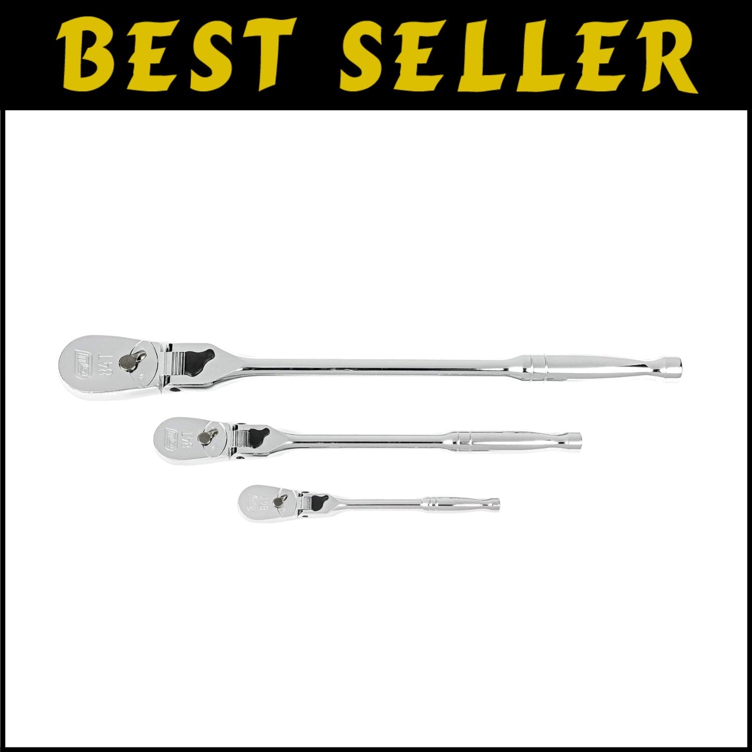 Durable Polished Chrome 3-Piece Locking Flex Ratchet Set - 84 Tooth Design