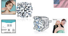Load image into Gallery viewer, Timeless Moissanite 1 ct Stud Earrings - Durable Silver with Lever Back Design
