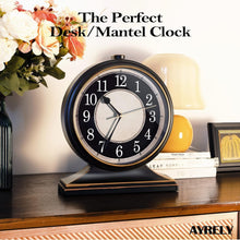 Load image into Gallery viewer, Classic Black and Gold 10-Inch Silent Desk Clock - Ideal Living Room Accent
