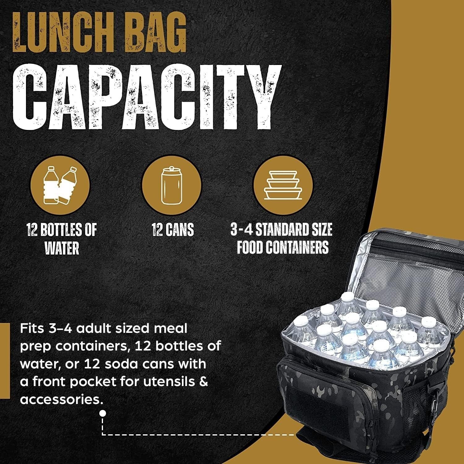 Extra Large 15L Tactical Lunch Bag with Insulation - Perfect for Work & Travel