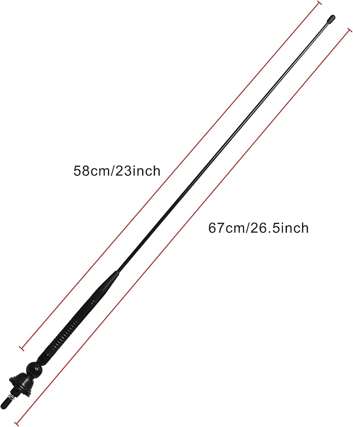 Durable 26.5-Inch Marine Radio Antenna for FM/AM - Strong 15-Mile Range