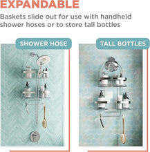 Load image into Gallery viewer, Premium Expandable Shower Organizer with Hooks - Rust-Resistant Steel Design