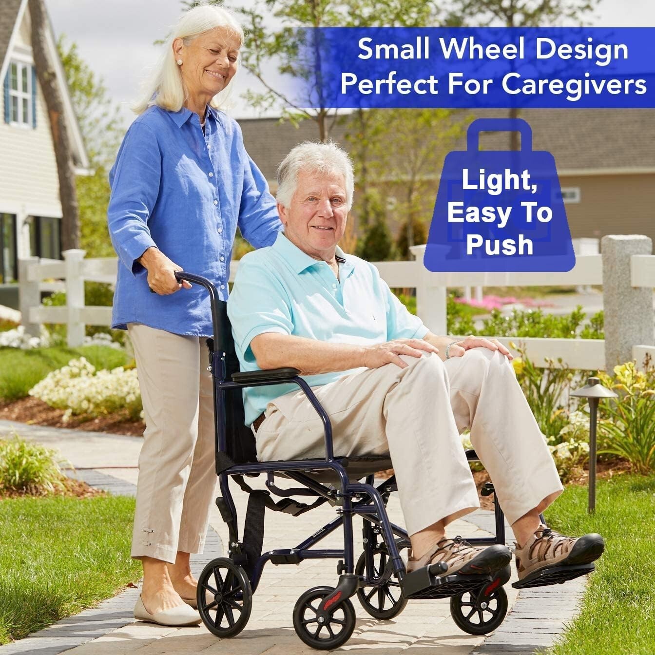 Folding Lightweight Wheelchair with Adjustable Footrests for Easy Travel