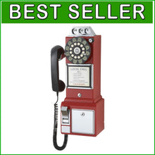 Load image into Gallery viewer, Wall-Mounted 1950s Payphone - Functional Coin Box &amp; Rotary Inspired Dial