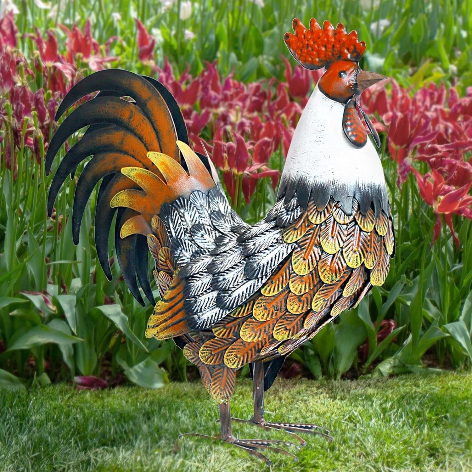 Elegant Waterproof Metal Chicken for Garden Decoration - Handmade Gift Idea