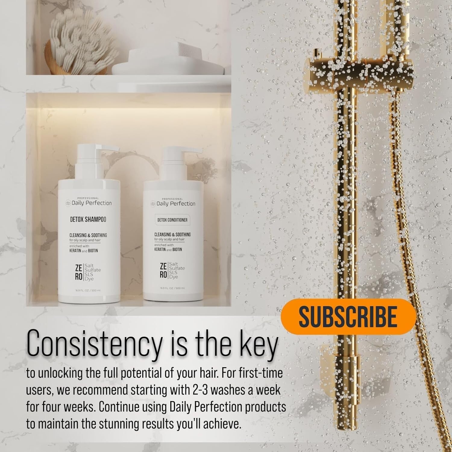 Gentle Detox Hair Care: Salt-Free & Sulfate-Free Shampoo with Biotin and Keratin