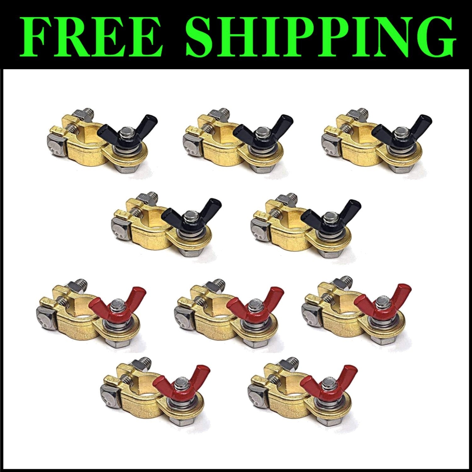 5 Pairs Marine Grade Brass Battery Terminal Top Post - Military Spec B-12128C
