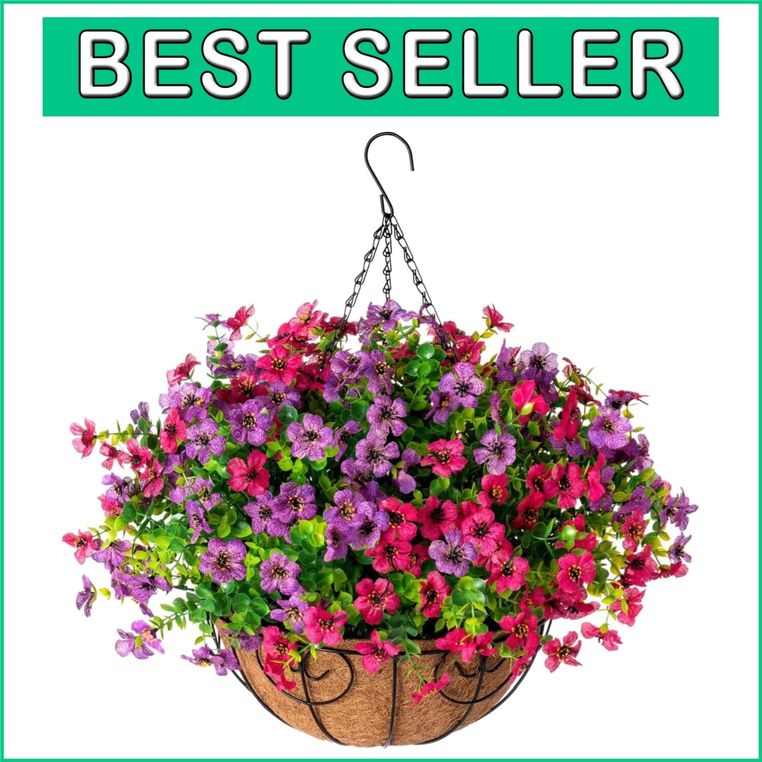 Beautiful Hanging Flower Basket with Rattan Container - Outdoor Elegance