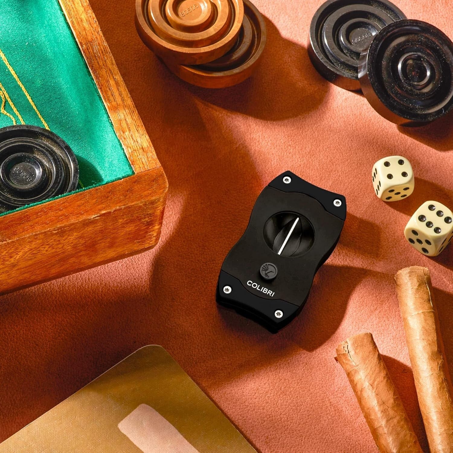 Elegant Black V-Cut Cigar Cutter - Stainless Steel Precision for 60+ Ring Gauge