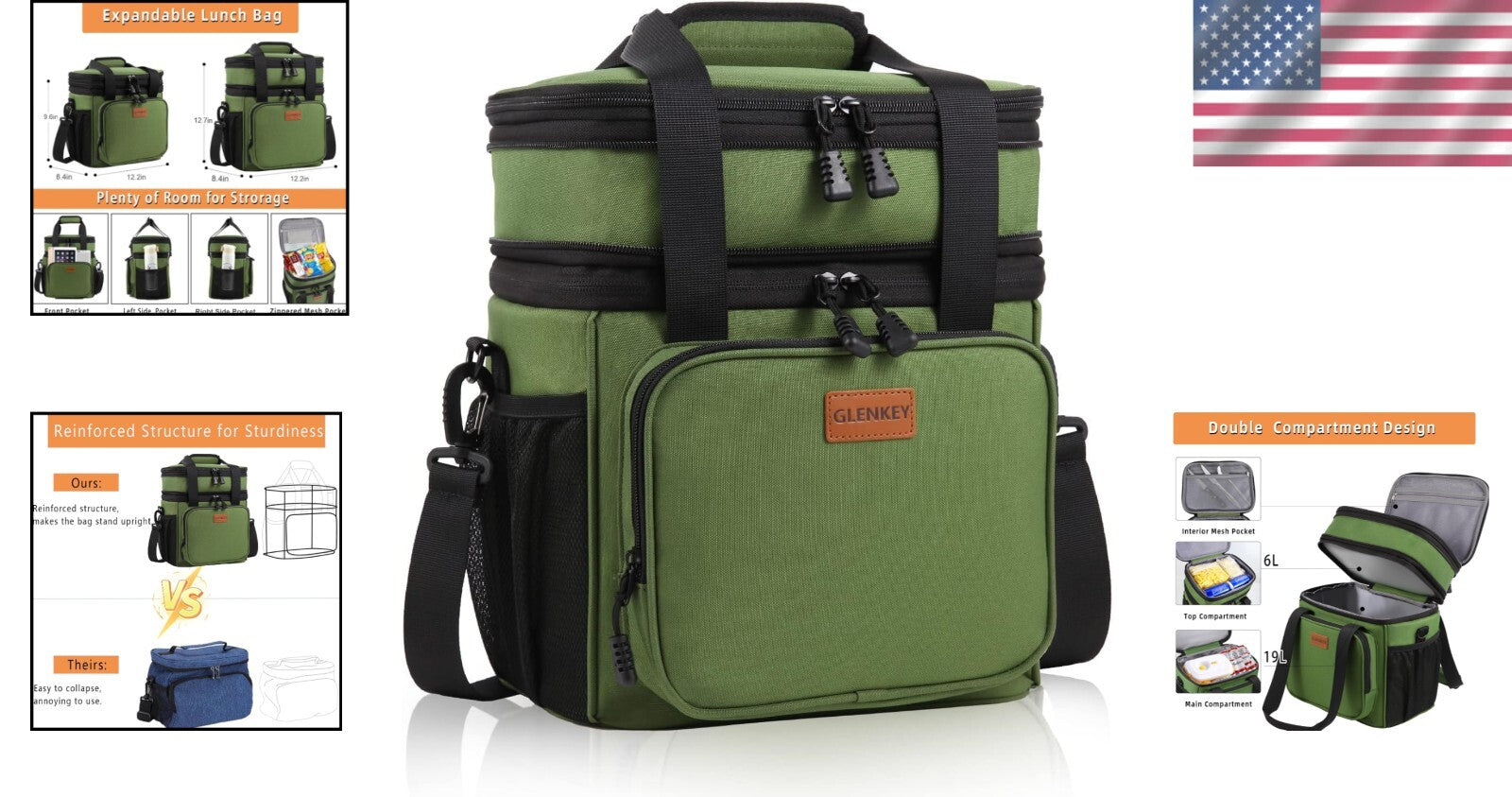 Durable Expandable Lunch Box - Versatile Insulated Cooler for Active Lifestyles