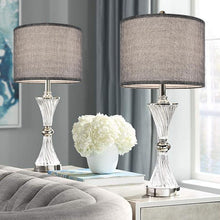 Load image into Gallery viewer, Set of 2 Medium 13" Drum Lamp Shades - Traditional Gray Design for Home Decor