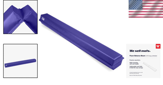 Wide Base 9 ft Folding Foam Balance Beam - Ideal for Kids and Cheerleaders