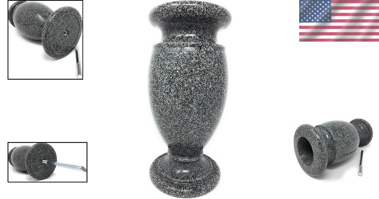 USA-Made Cemetery Flower Vase - Durable & Weather Resistant - 4.5"x4.5"x9.75"