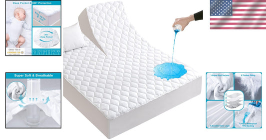 Ultra Soft Waterproof Mattress Pad Cover for Split Top King Beds – Deep Pocket
