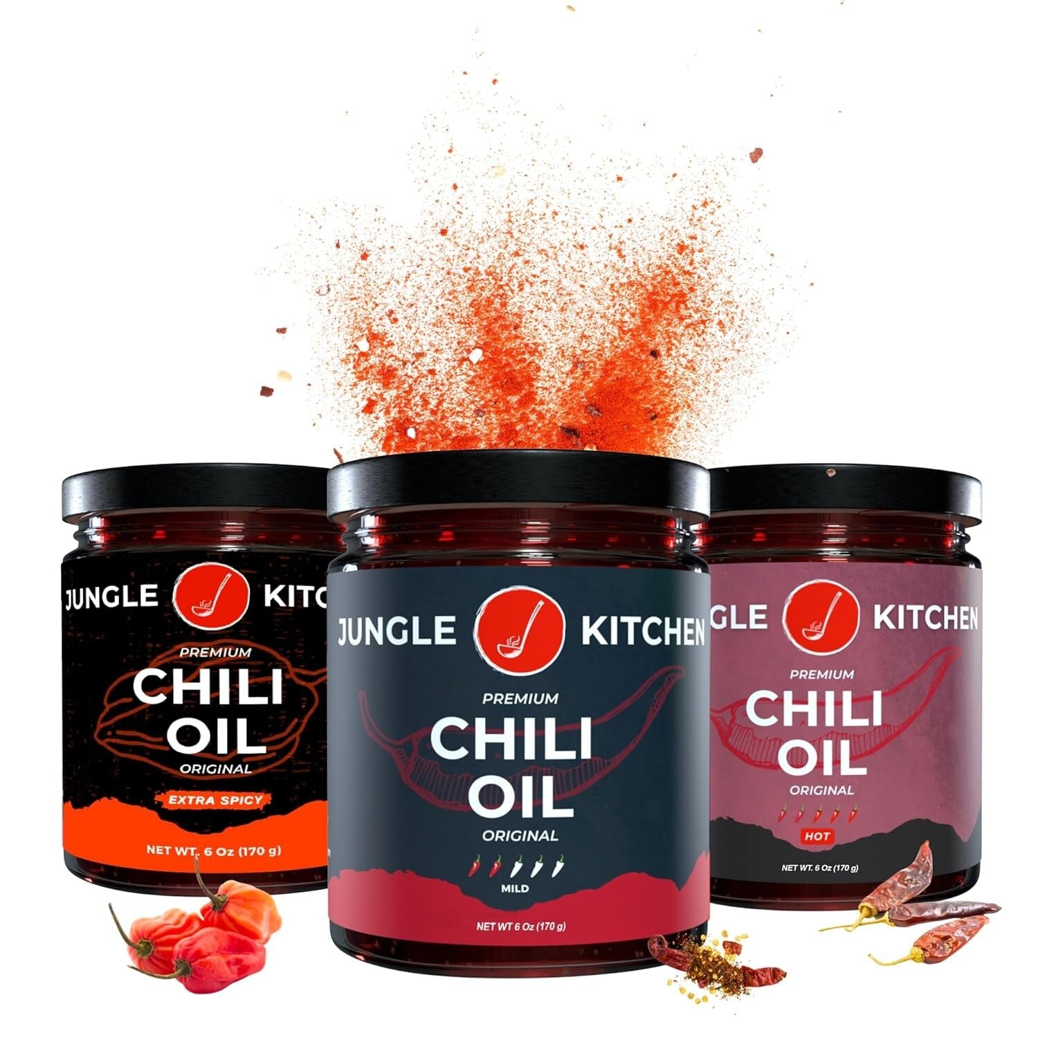 Crunchy Garlic Chili Crisp Oil - Mild, Spicy, Extra Spicy Sauces 3-Pack