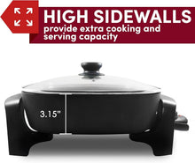 Load image into Gallery viewer, Family-Sized 7.5Qt Electric Skillet - 12" Deep Non-Stick with Tempered Glass Lid