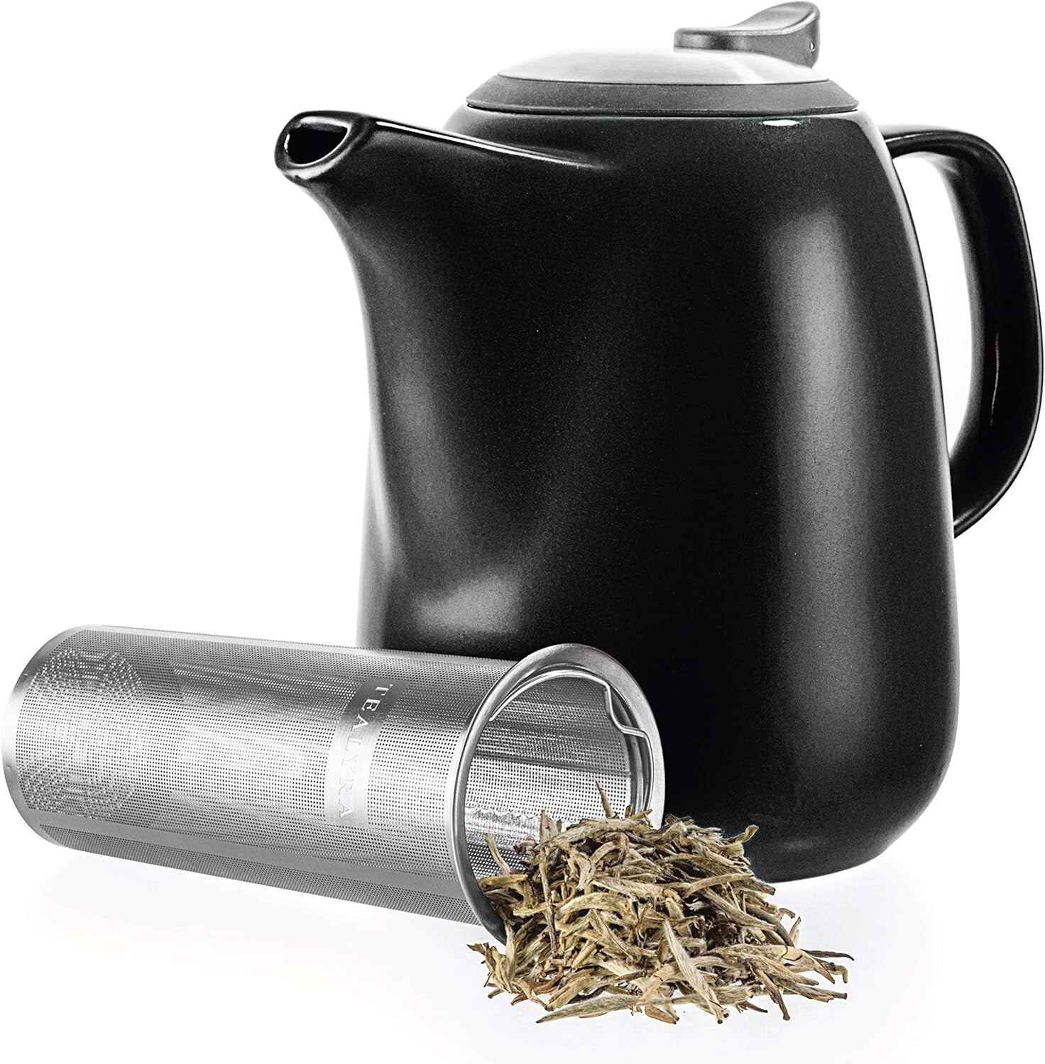47oz Daze Ceramic Teapot with Infuser - Stylish Black Design for Tea Lovers