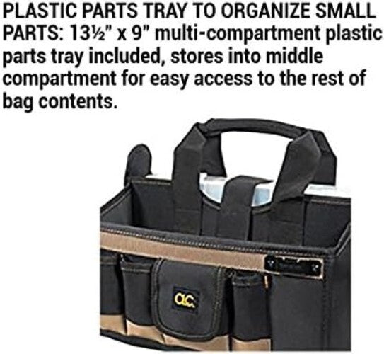 CLC 16 In. Tool Bag with Padded Handles & Compartment Tray for Tool Organization