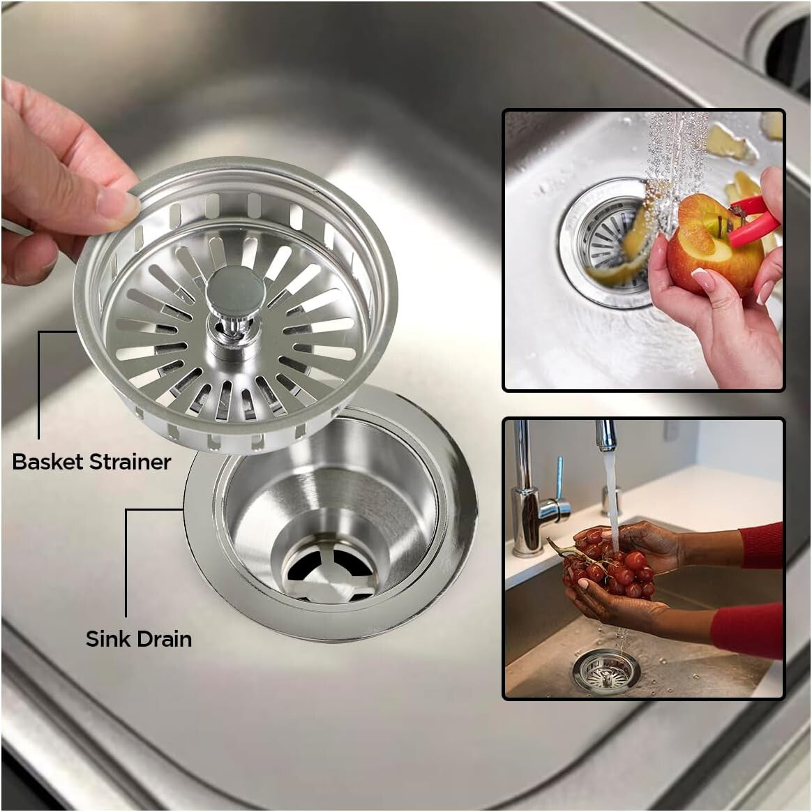 Durable Stainless Steel Sink Drain Assembly - Easy to Install & Clean, 1.79 Size
