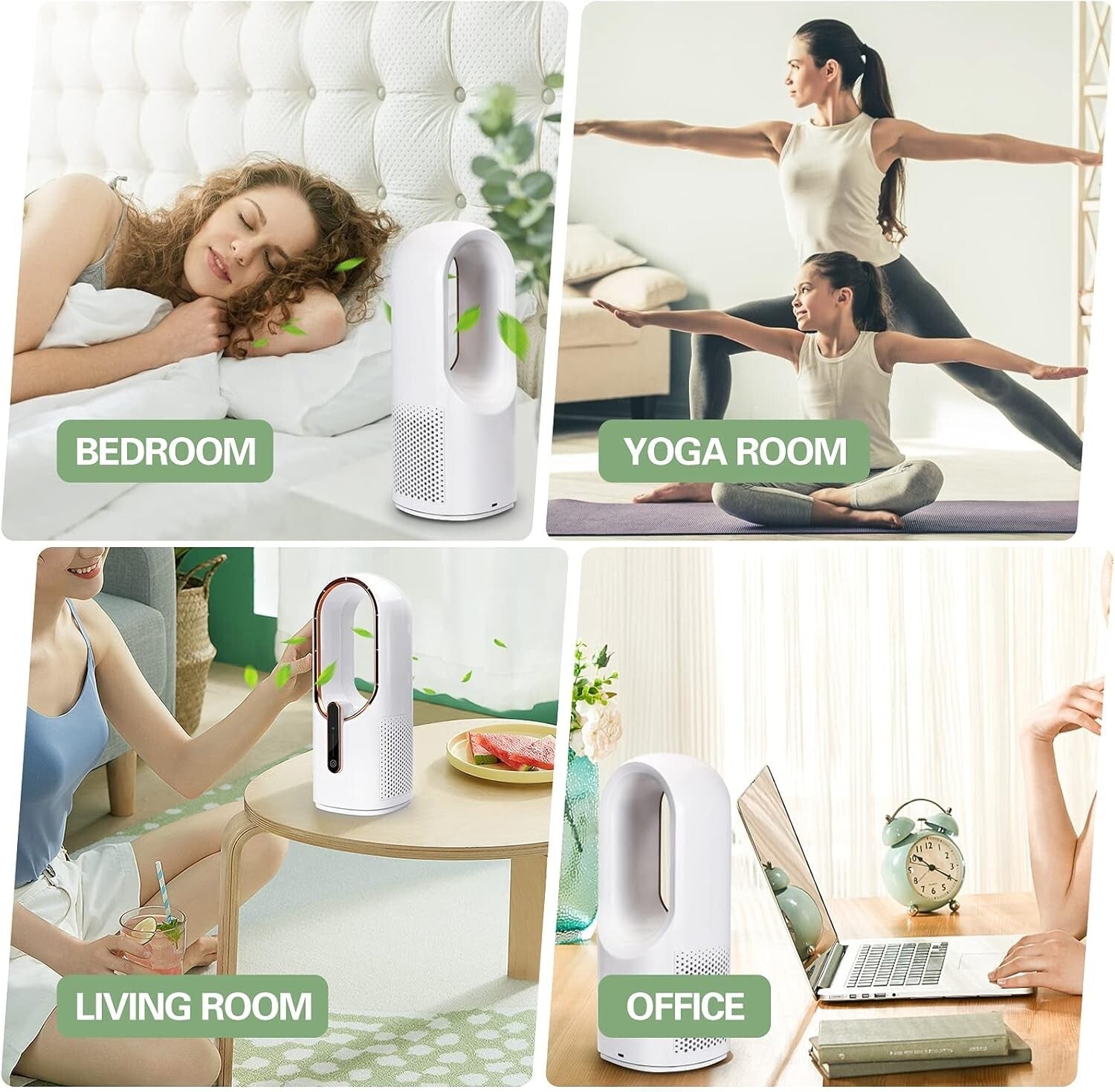 11.8 Inch Sleek Bladeless Portable Fan with Touch Control & 3 Speed Settings