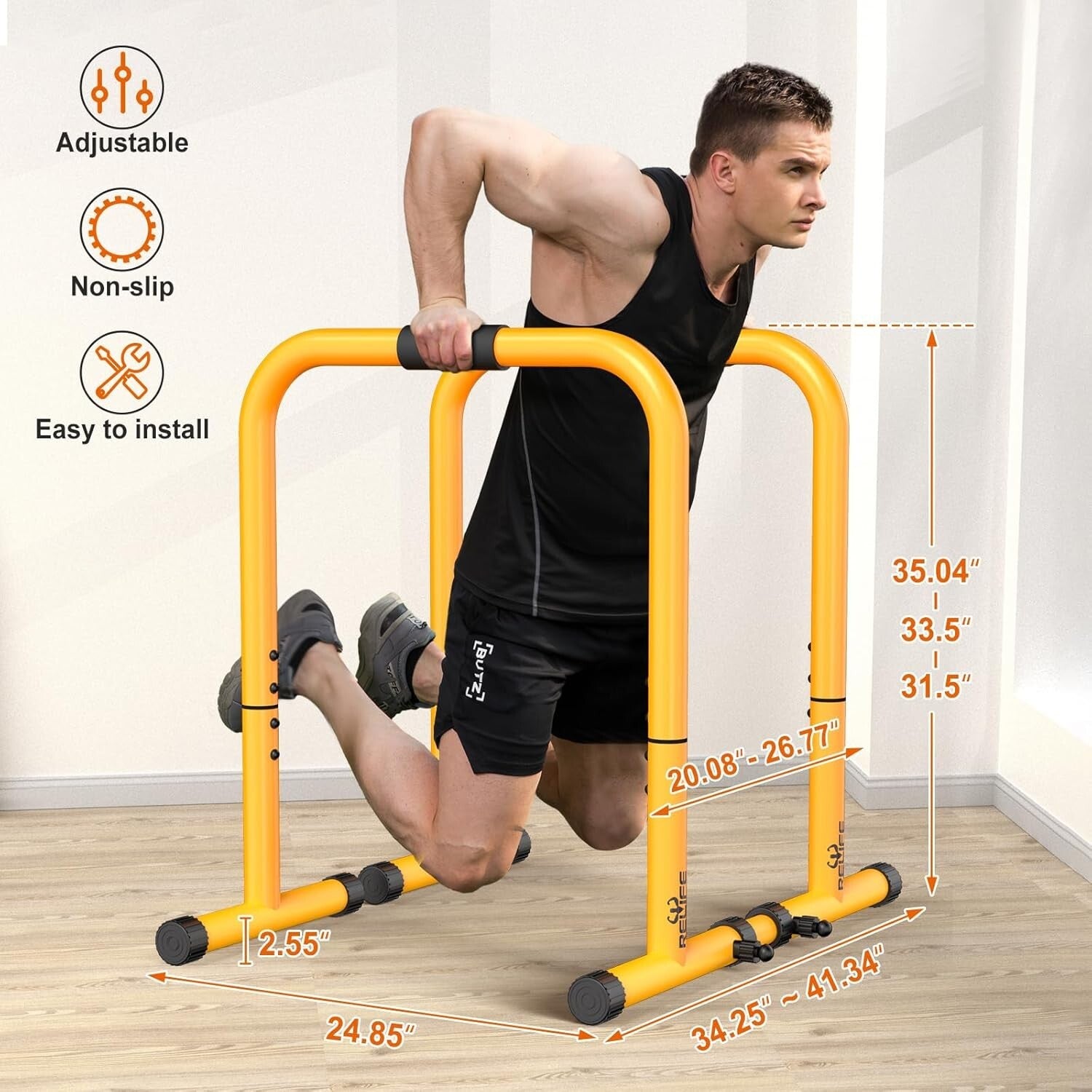 Durable Fitness Dip Stand - 400LBS Capacity, Adjustable Height for All Exercises