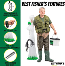 Load image into Gallery viewer, Lead Weighted Cast Net | 1 lb/ft | Includes E-Book &amp; Repair Kit - Sizes 4-12 ft