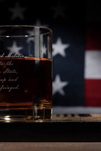 Load image into Gallery viewer, Patriotic Whiskey Rocks Glasses Set with Elegant Wood Tray - 2nd Amendment Gift