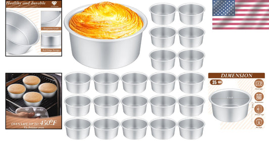 Oven Safe Mini Round Cake Pans - 35 Pcs Nonstick & Leakproof for Perfect Cakes