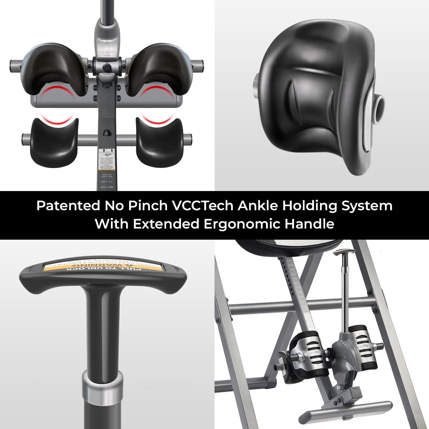 Advanced Inversion Table with Heat & Massage for Back Pain Relief - Gray/Black