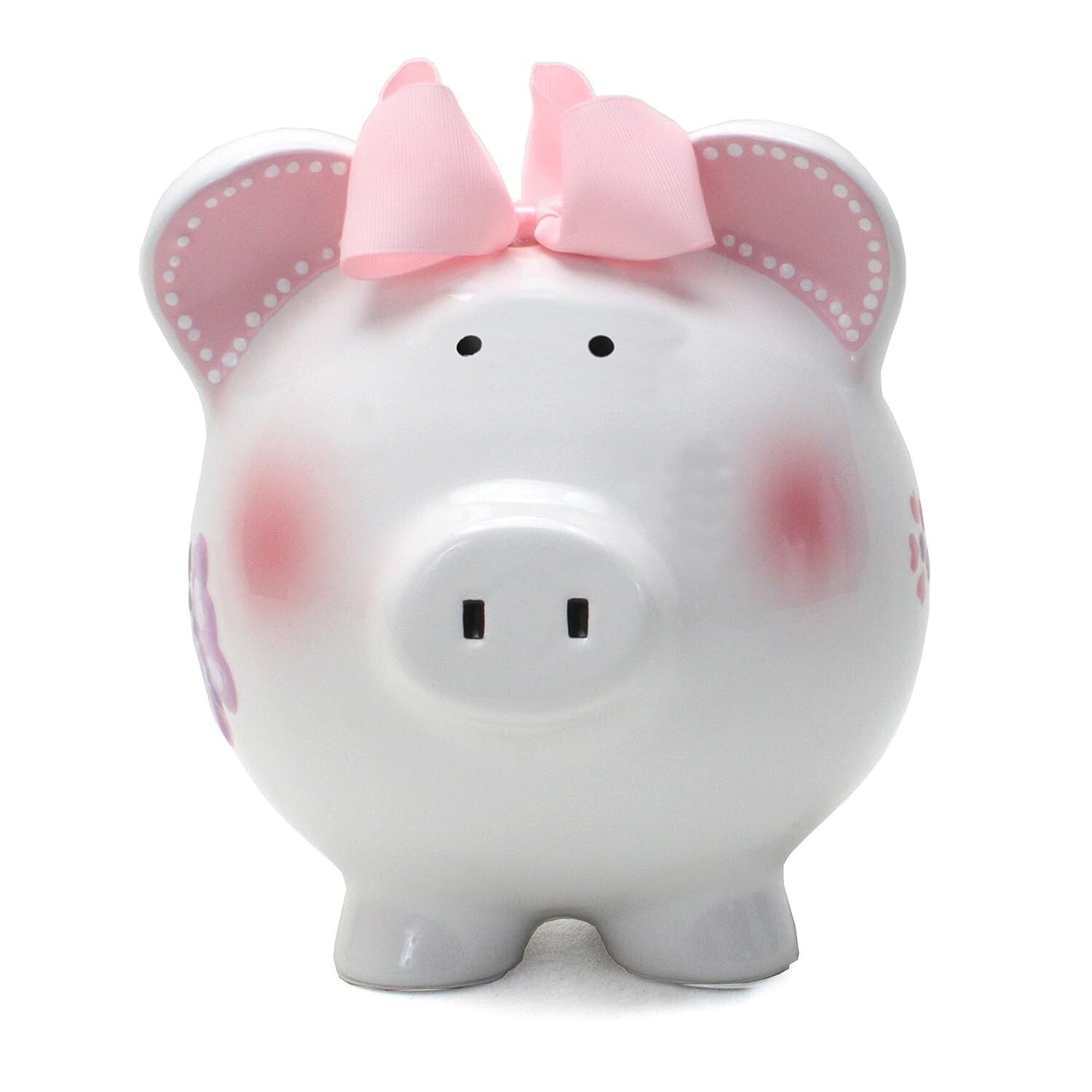 Elegant 8" Ceramic Piggy Bank for Girls - Butterfly Patterned Savings Bank