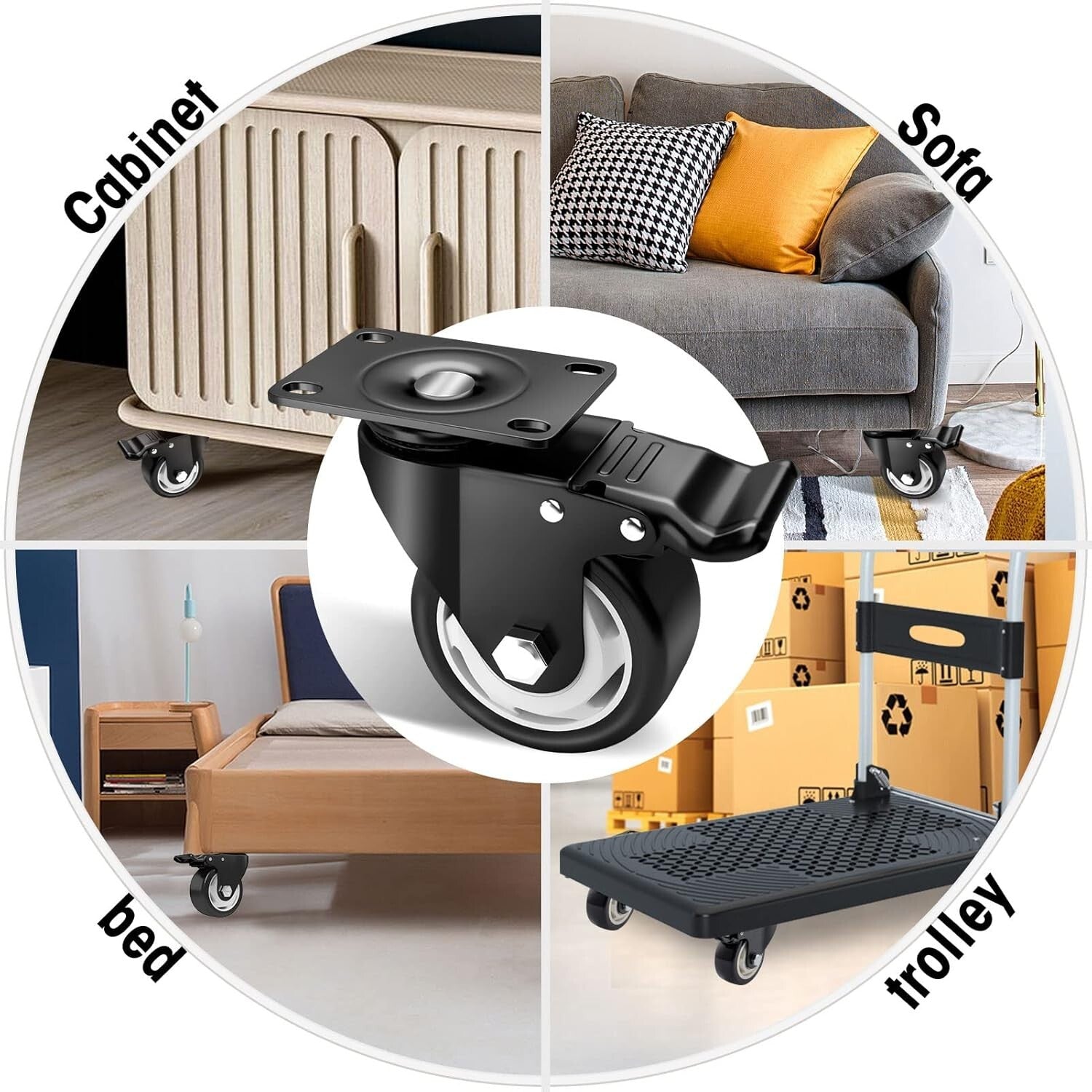 3-Inch Swivel Casters with Double Brake - Premium Set of 16 for Heavy Loads