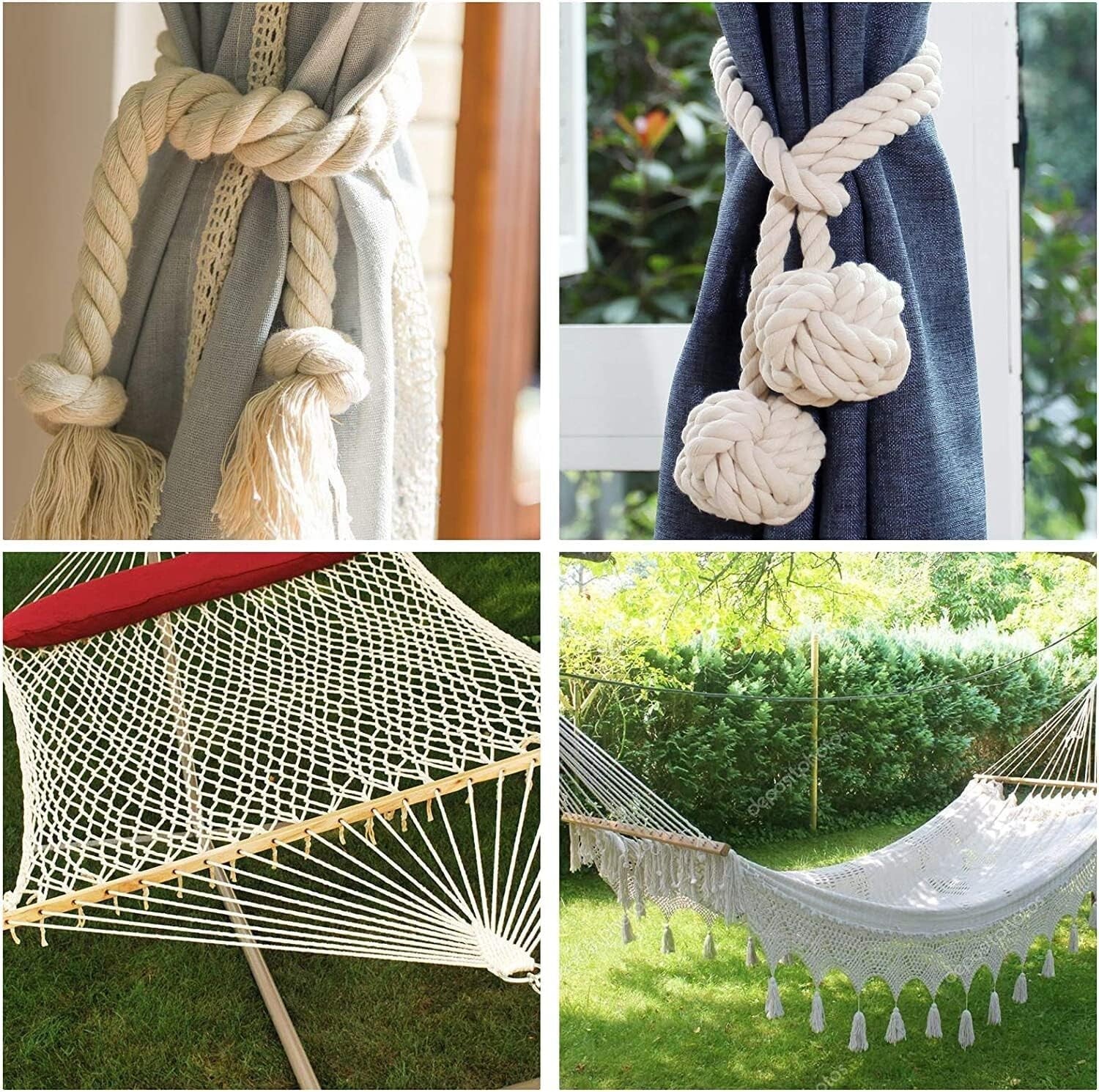 Versatile 1 Inch Thick Cotton Craft Rope - 100 Feet for Indoor & Outdoor Use