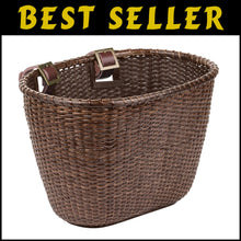 Load image into Gallery viewer, Stylish Cane Woven Oval Basket with Adjustable Leather Straps &amp; Brass Buckles