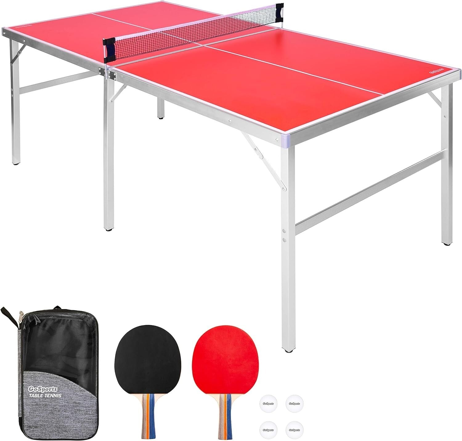 Aluminum Mid-Size Table Tennis Table with Instant Setup - Lightweight & Durable