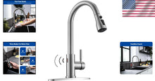 Load image into Gallery viewer, Touchless Kitchen Faucet with Pull Down Sprayer - Elegant Brushed Nickel Finish