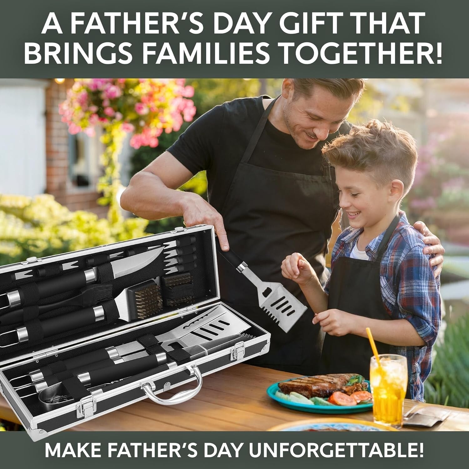 Deluxe Stainless Steel BBQ Tool Set with Aluminum Case for Grilling Enthusiasts