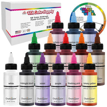 Load image into Gallery viewer, Edible Airbrush Food Colors - 12 Vibrant Shades with Convenient Dispenser