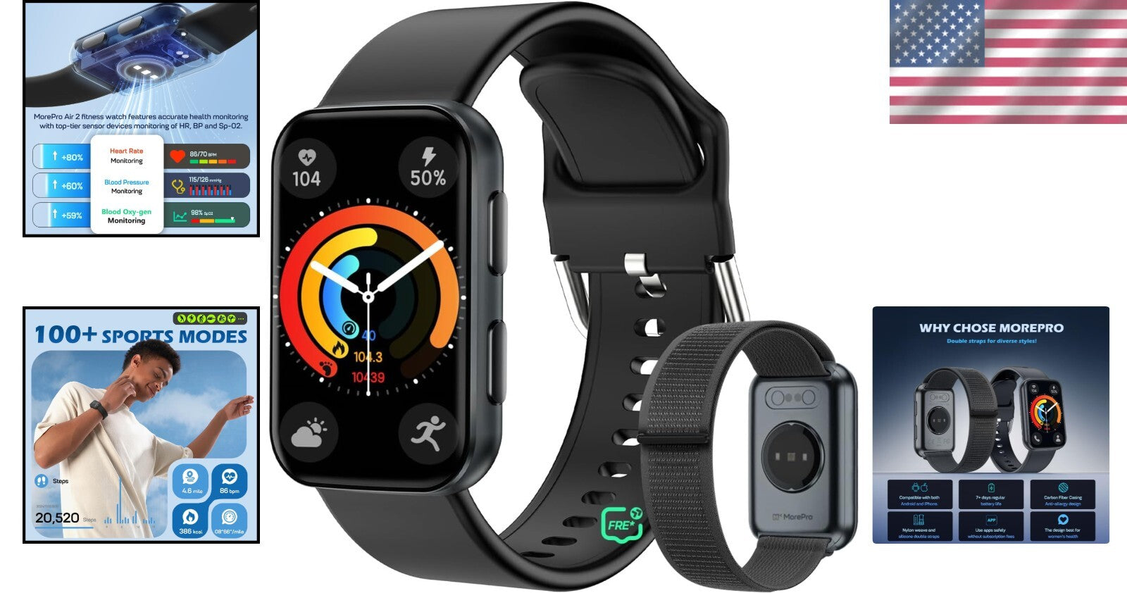 All-in-One Smart Fitness Tracker: Health Monitoring & IP68 Waterproof Design