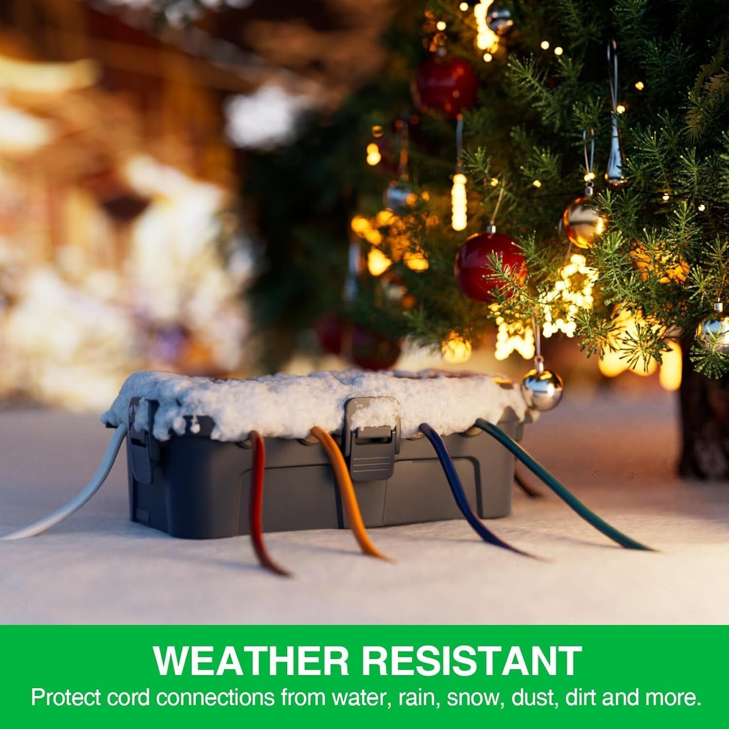 Sturdy Outdoor Electrical Box with 6 Ports - Ideal for Holiday Lighting & More