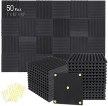 Load image into Gallery viewer, Sound Proof Foam Panels - 50 Pack for Home Studios with Double-Sided Adhesives