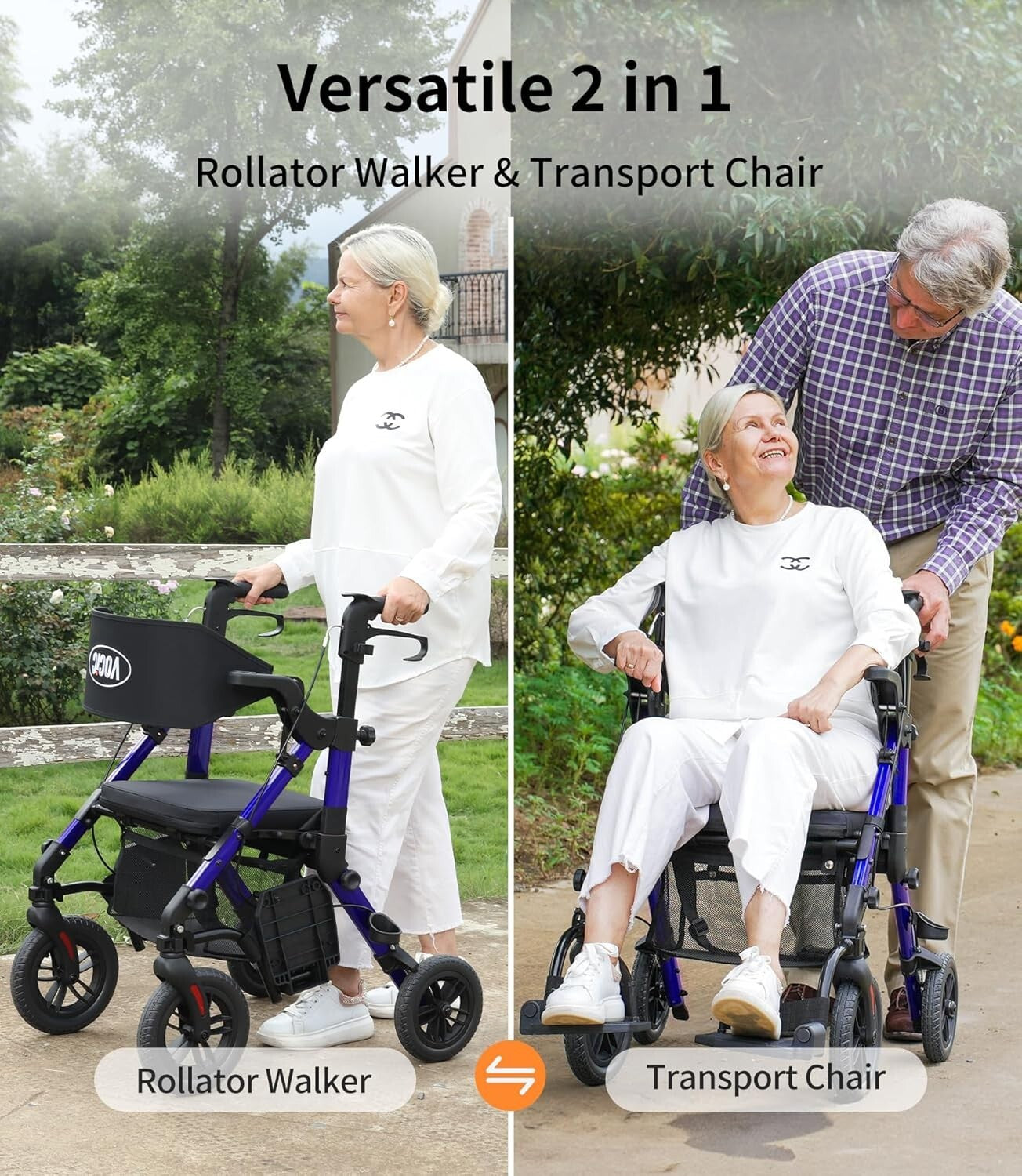 Premium Walker Wheelchair Combo with Enhanced Cushion and Adjustable Features