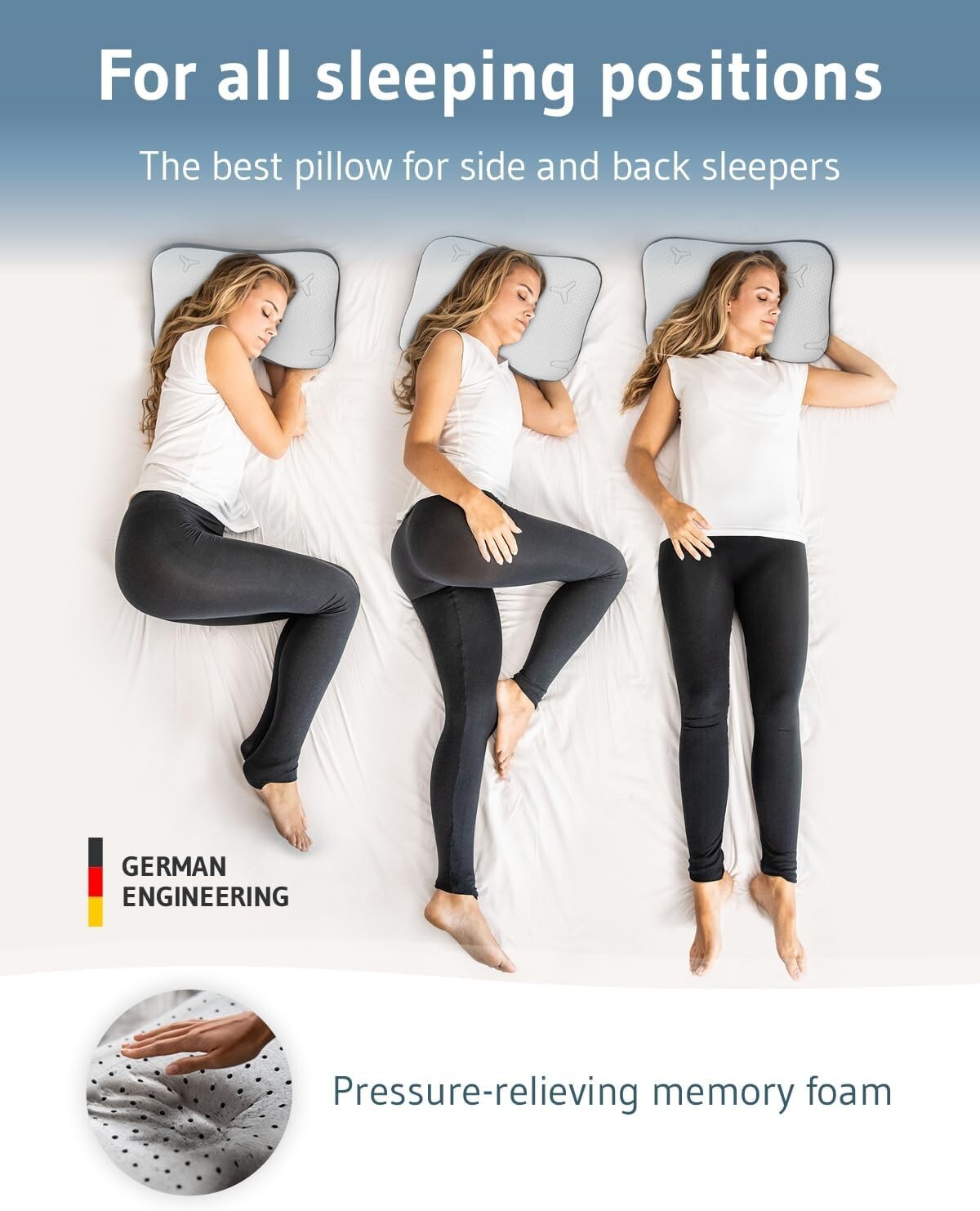All-in-One Travel Pillow: Ergonomic Memory Foam for Back, Neck and Side Sleepers