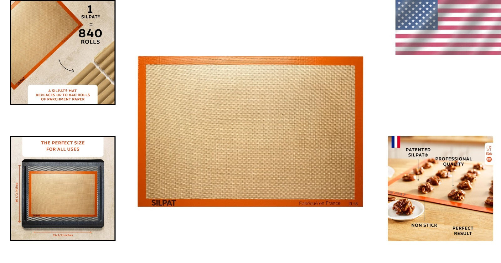 Full Size Non-Stick Silicone Baking Mat (16.5" x 24.5") - Ideal for All Recipes