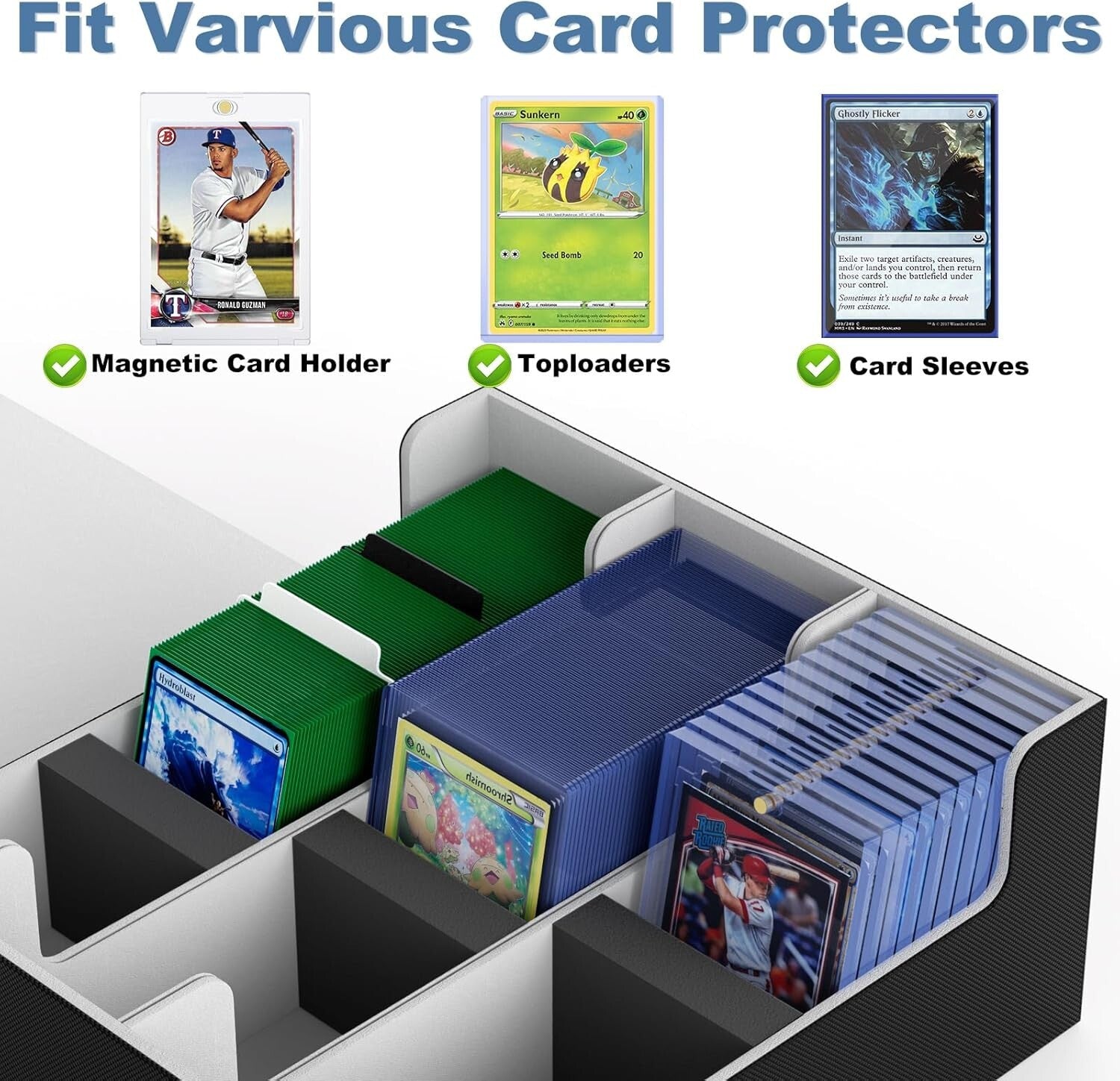 Luxury Leather Trading Card Storage Box with Magnetic Closure for 1800+ Cards